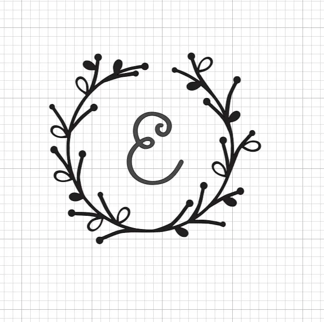 E monogram with laurel wreath