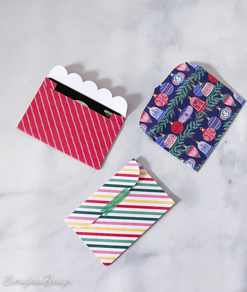 patterned paper gift card envelopes