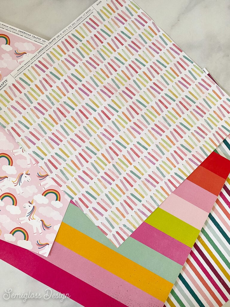 colorful patterned scrapbook paper