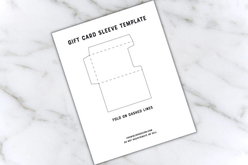 gift card sleeve template 
