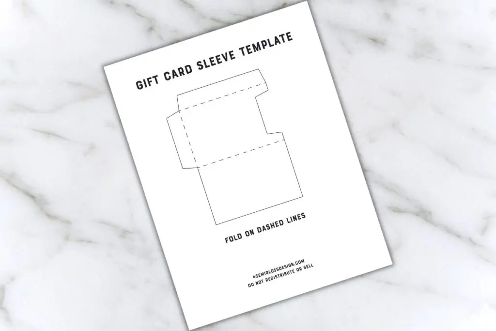 gift card sleeve template 