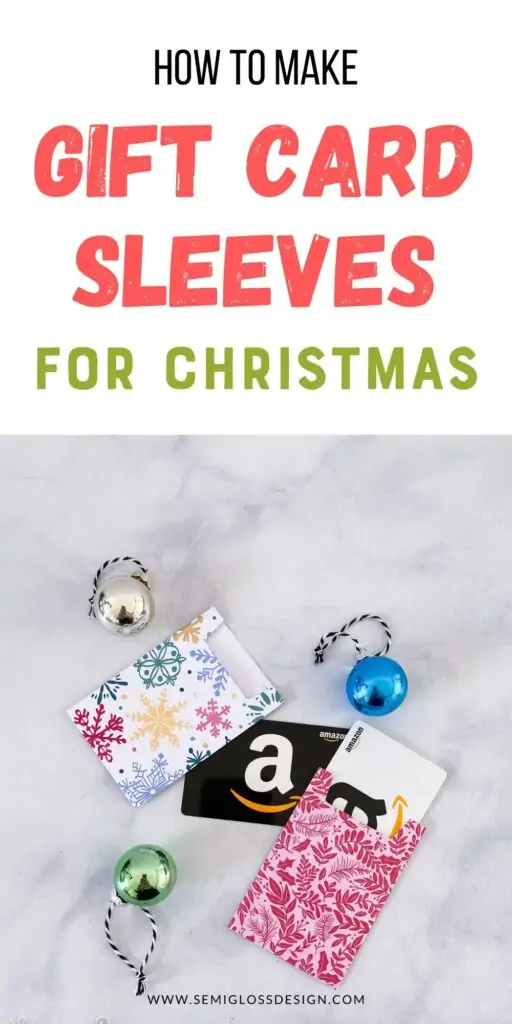 patterned paper gift card sleeves and small ornaments