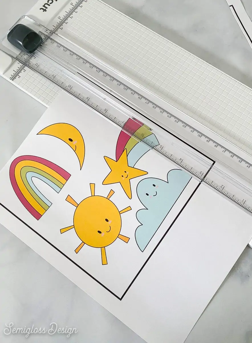 cutting sticker sheet edges with paper cutter