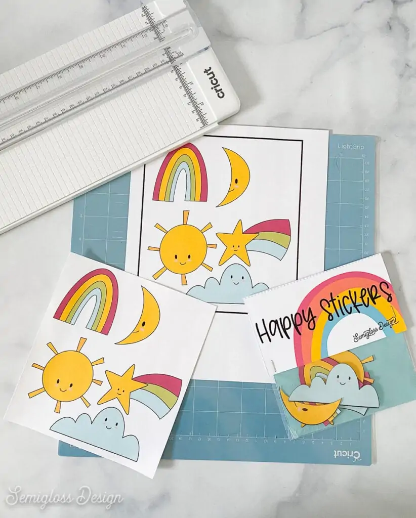 cute sun and rainbow sticker set