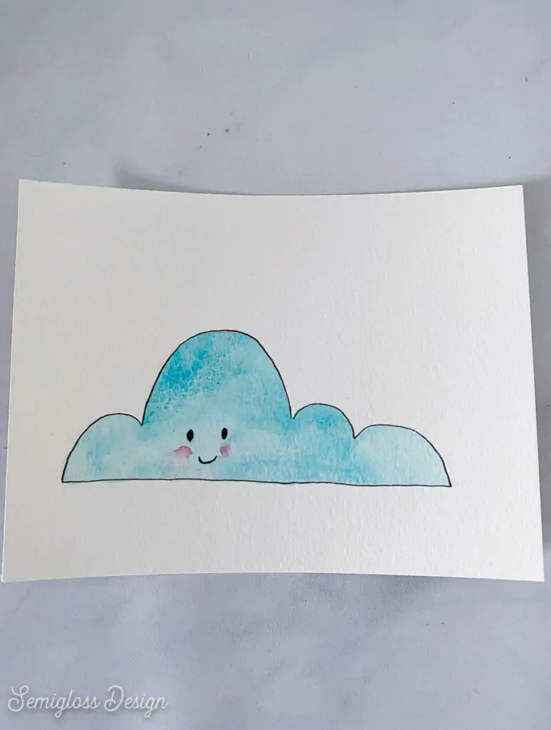 watercolor cloud with happy face