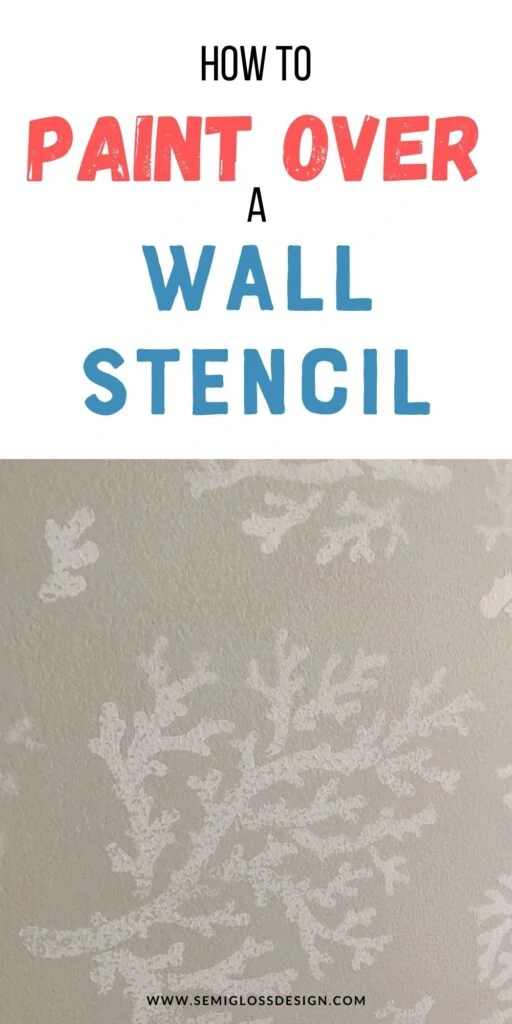 stenciled coral on gray wall