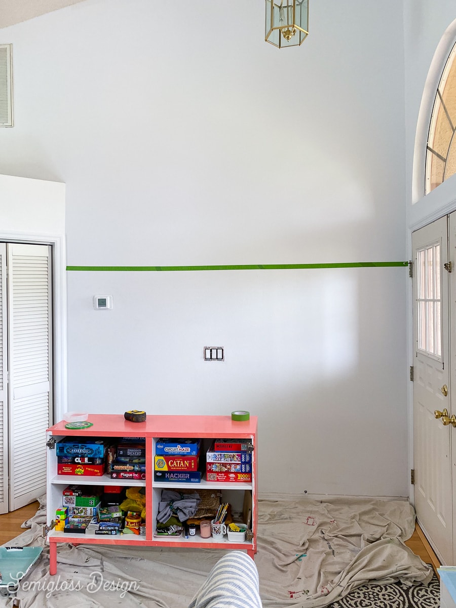 taped off wall for painting