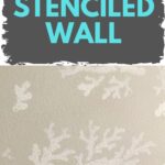 white coral stencil on gray wall