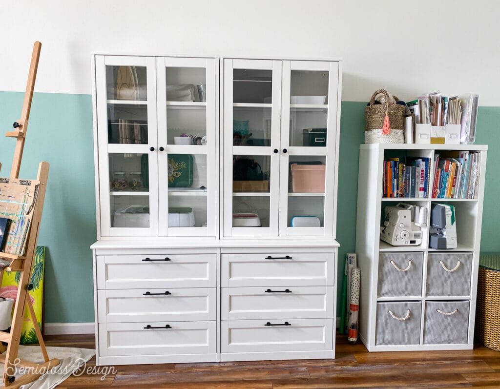 white cabinet for craft storage