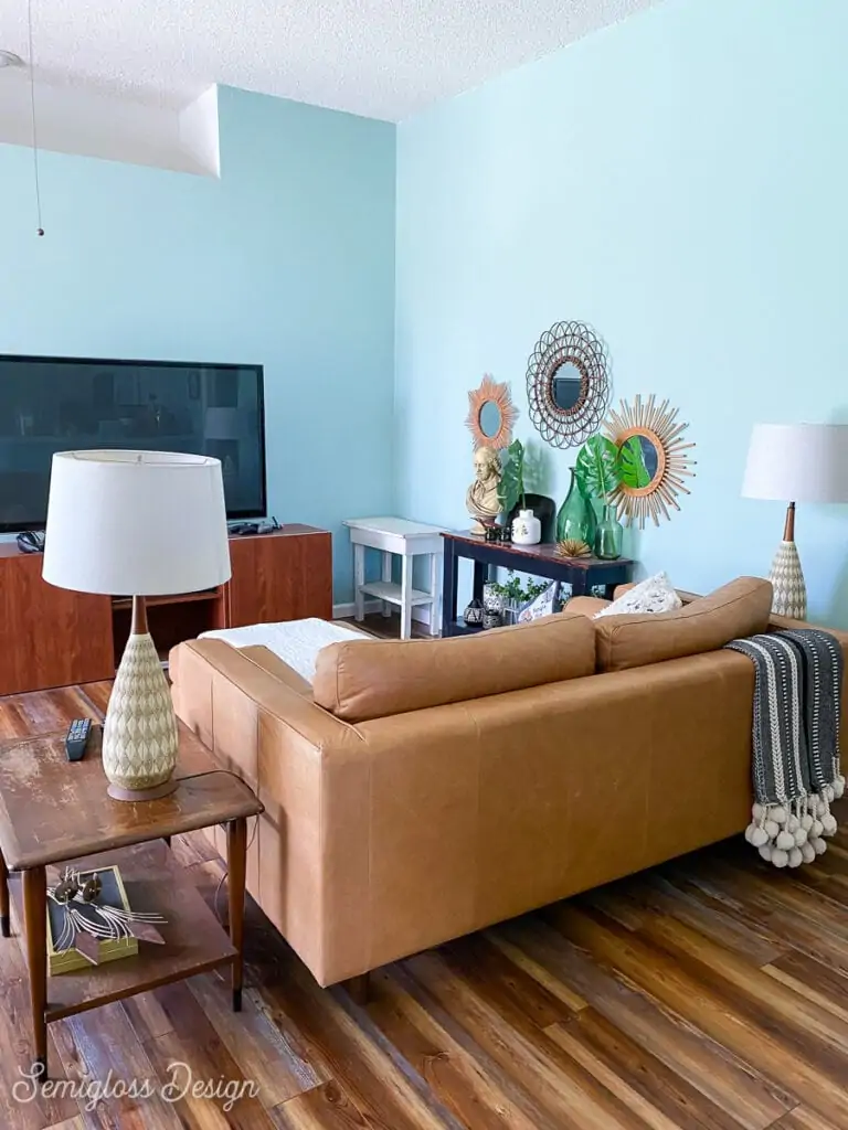 leather sofa in living room