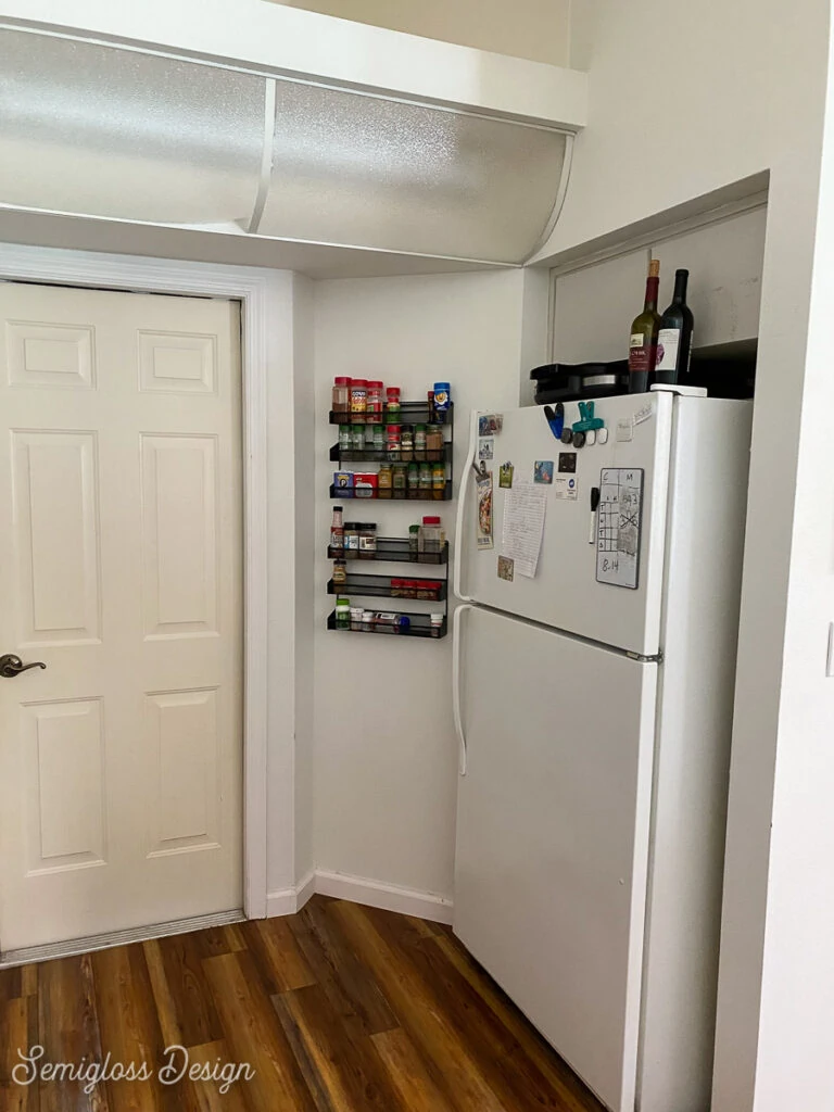 fridge in kitchen