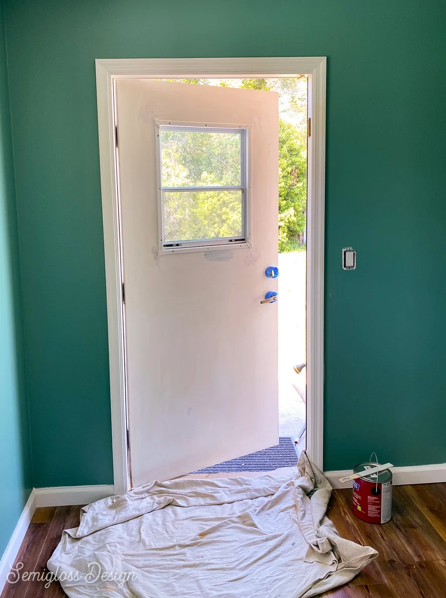 primed door in green room