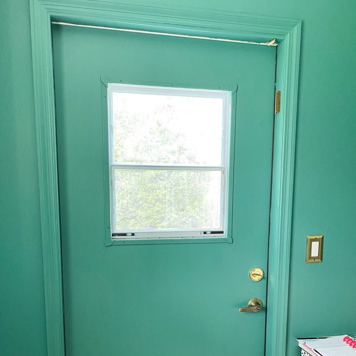 door painted green in green room