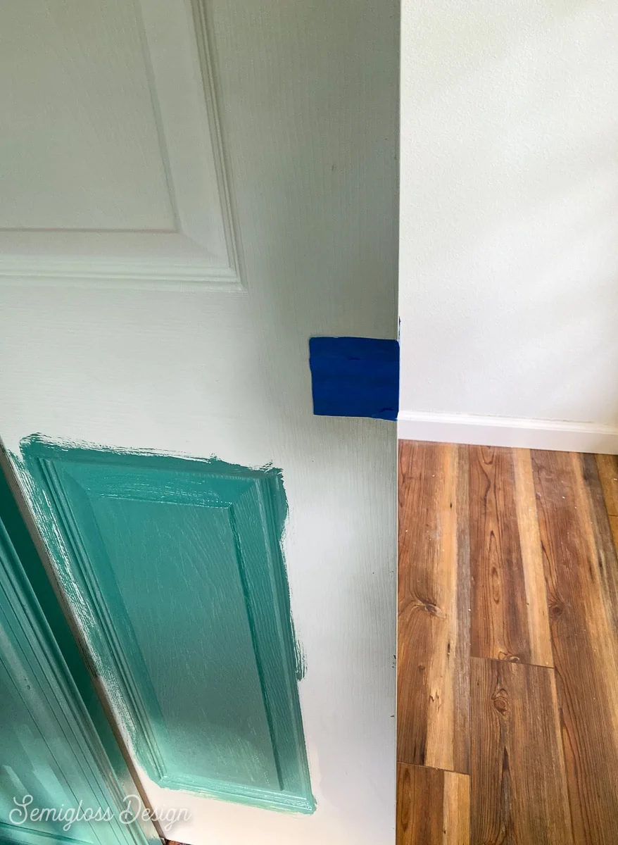 taped off hardware on pocket door