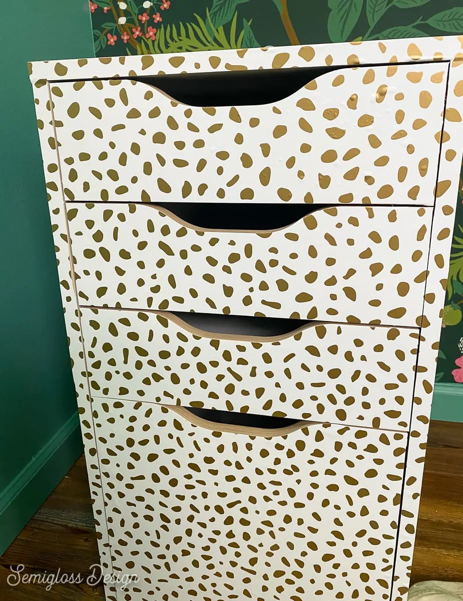 front of ikea alex file cabinet with wallpaper