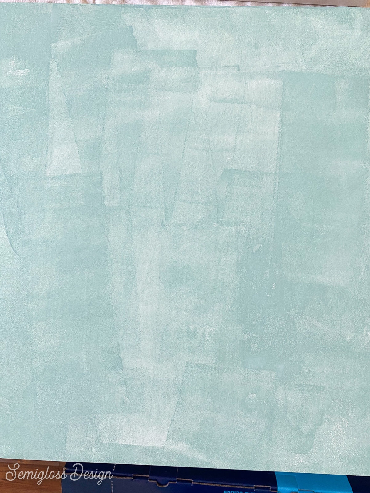 painted cabinet door in aqua