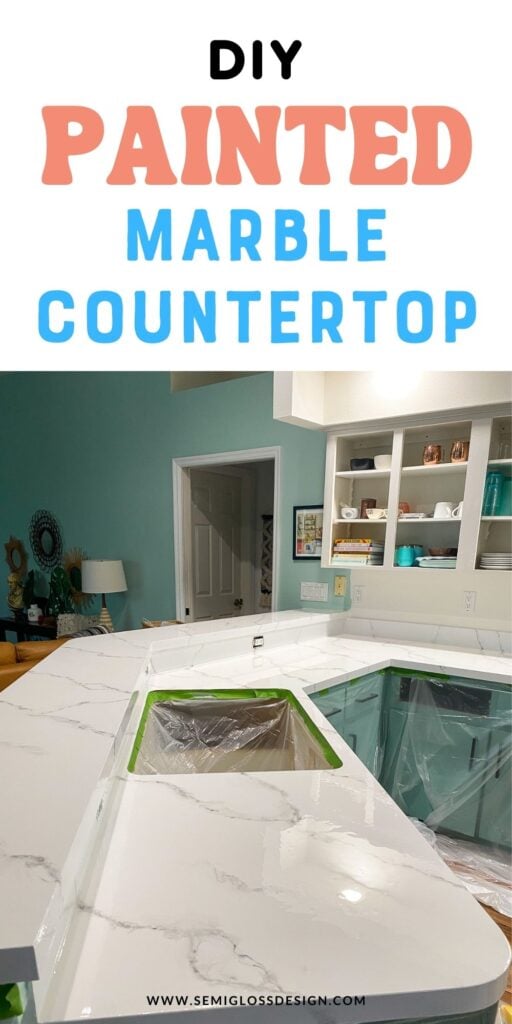 painted marble countertop in kitchen