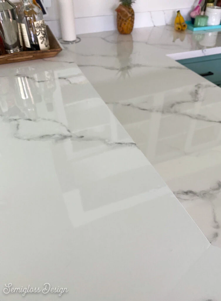 painted countertop with shiny epoxy finish