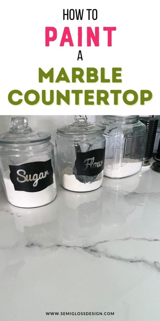 painted countertop with canisters