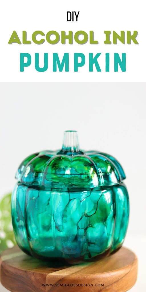 teal painted glass pumpkin