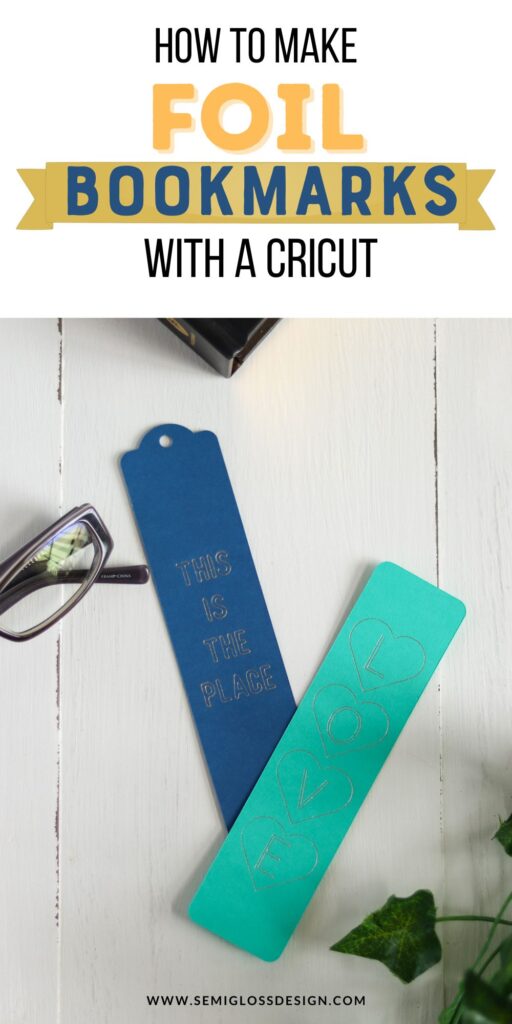 blue bookmarks with foil accents