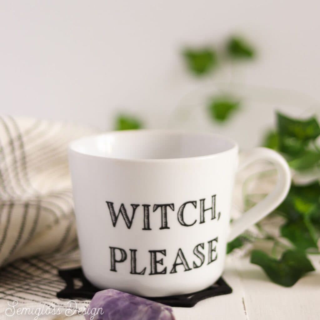 funny witch mug with vinyl