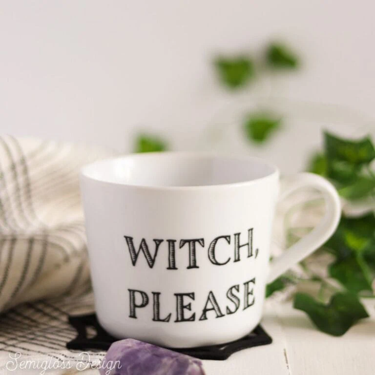 funny witch mug with vinyl