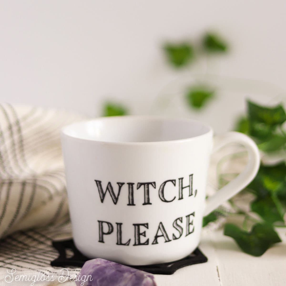 DIY Vinyl Witch Mug for Halloween