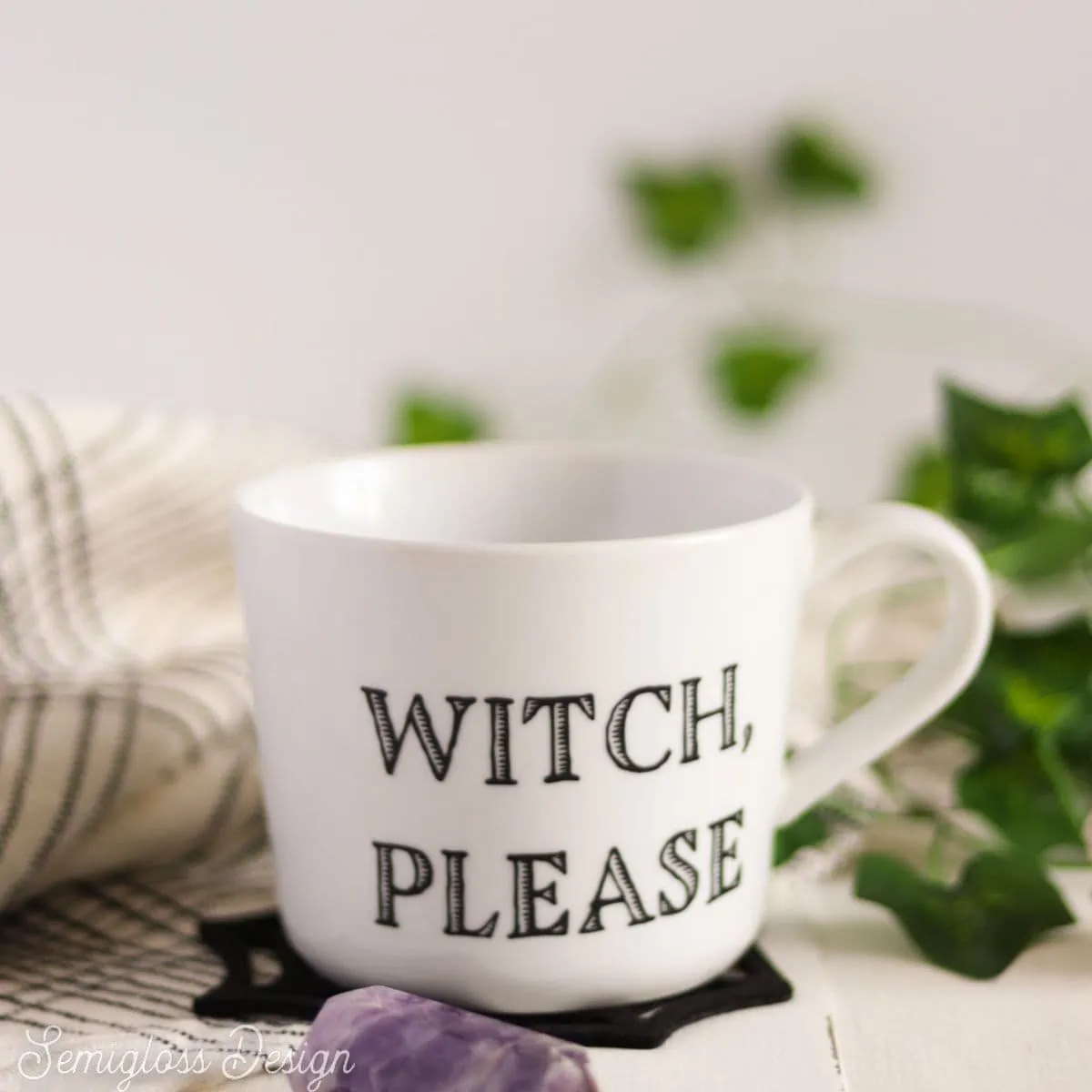 DIY Vinyl Witch Mug for Halloween