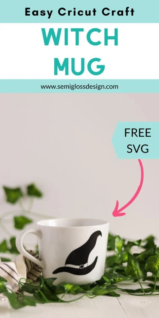 mug with vinyl witch hat design
