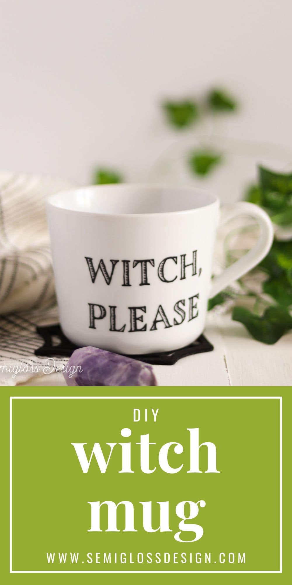 DIY Vinyl Witch Mug for Halloween - Semigloss Design
