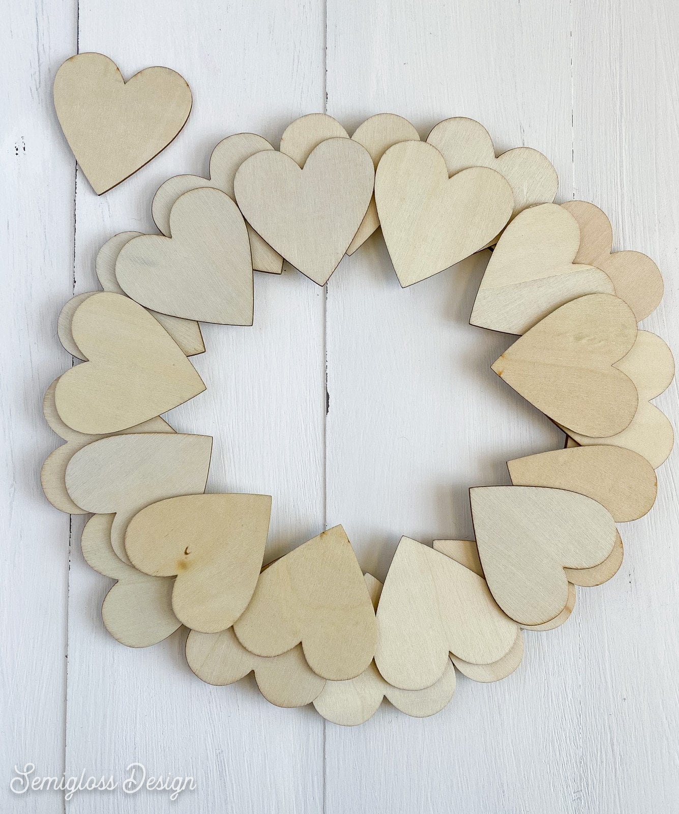 Easy to Make Wood Heart Wreath for Valentine's Day - Semigloss Design