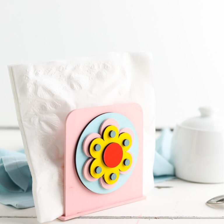 laser cut napkin holder with retro flower