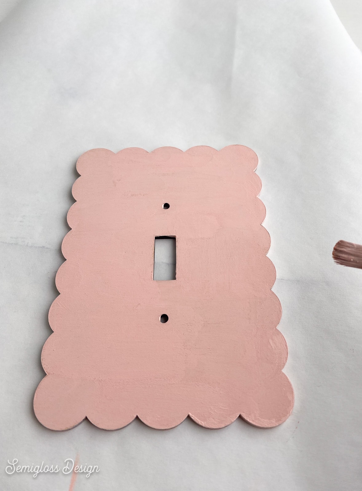 pink light switch cover with laser cut scalloped edge