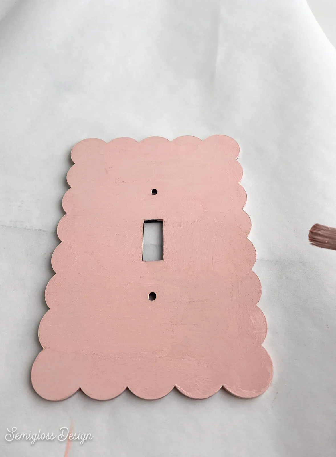 pink light switch cover with laser cut scalloped edge