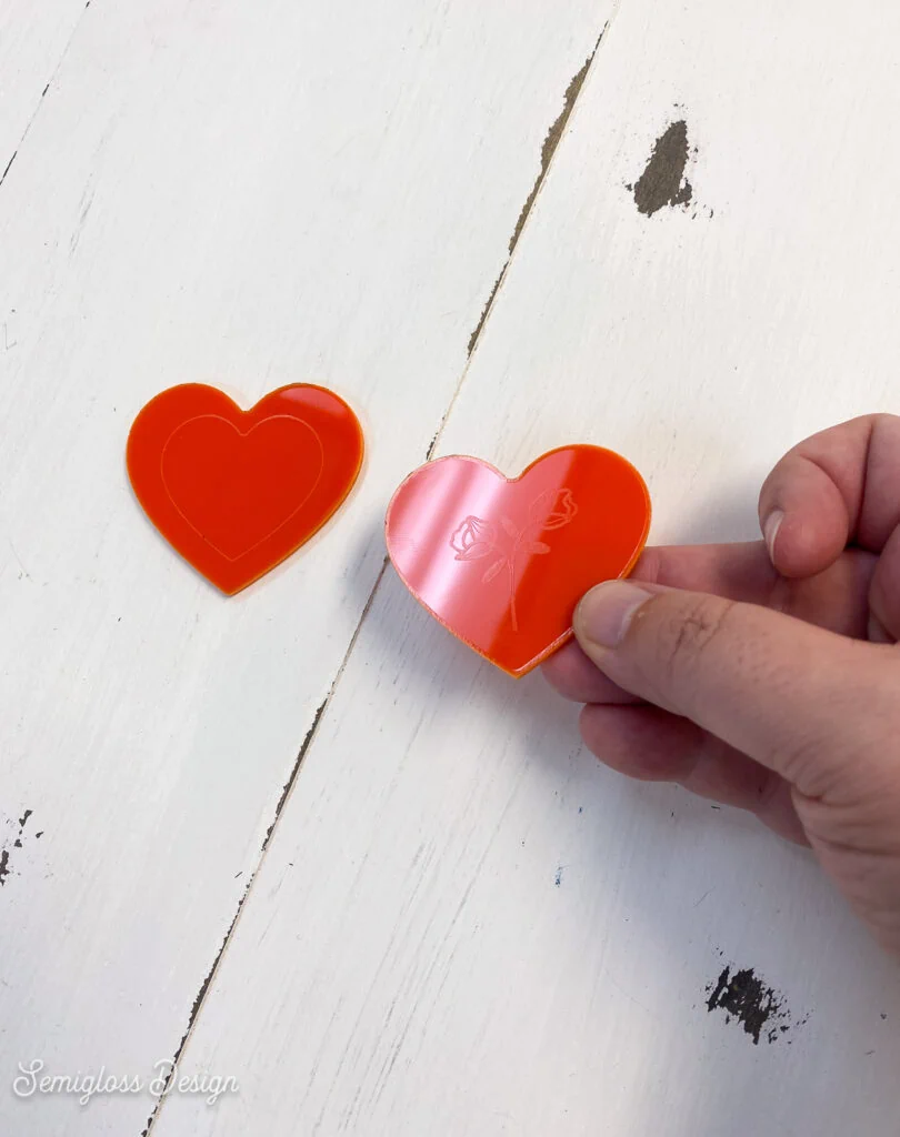 acrylic hearts cut with laser cutter