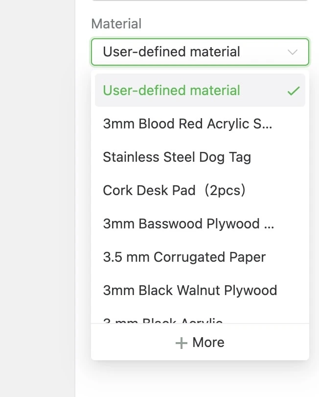 materials available to be cut with xTool M1