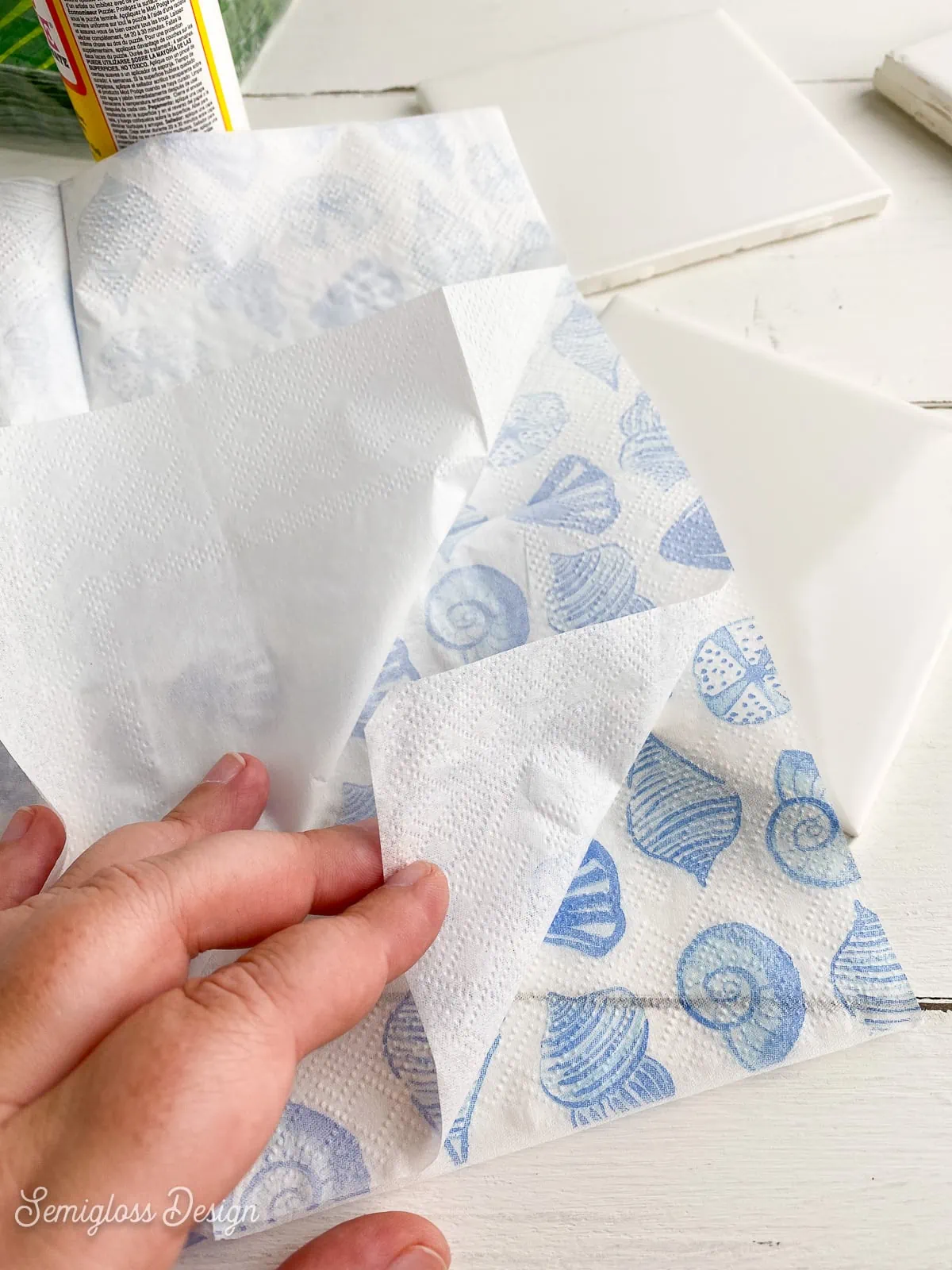 peeling paper napkins apart