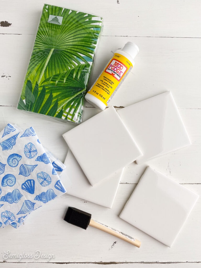 supplies for decoupage coasters