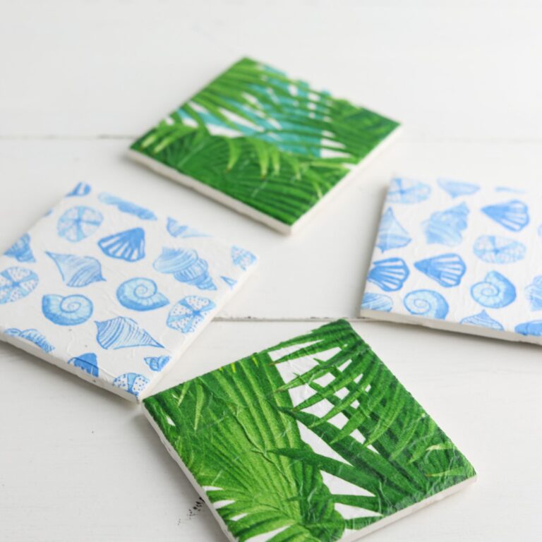 DIY coasters made with paper napkins