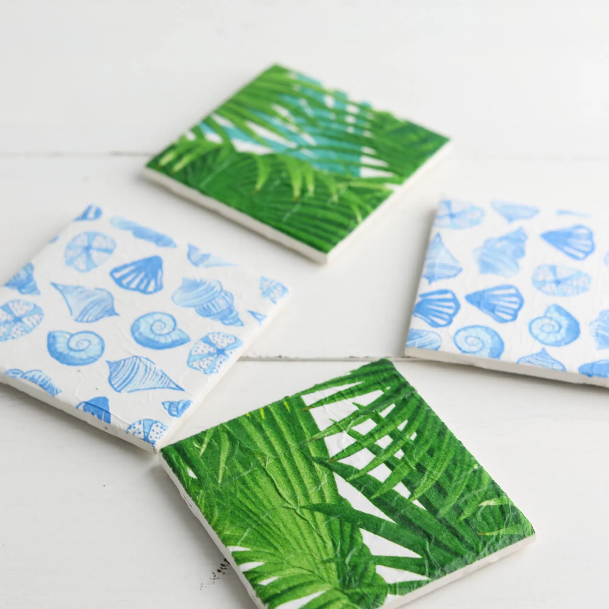 DIY coasters made with paper napkins