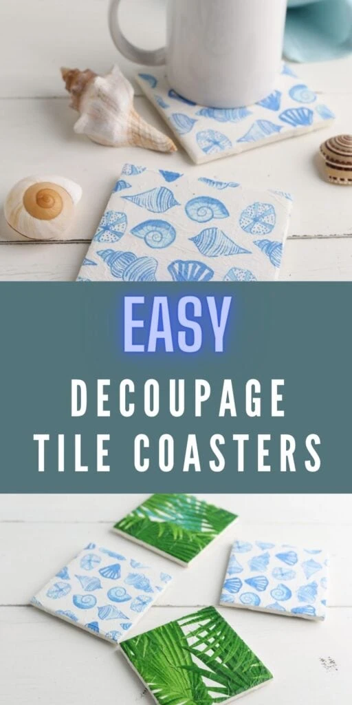 collage of DIY decoupage coasters