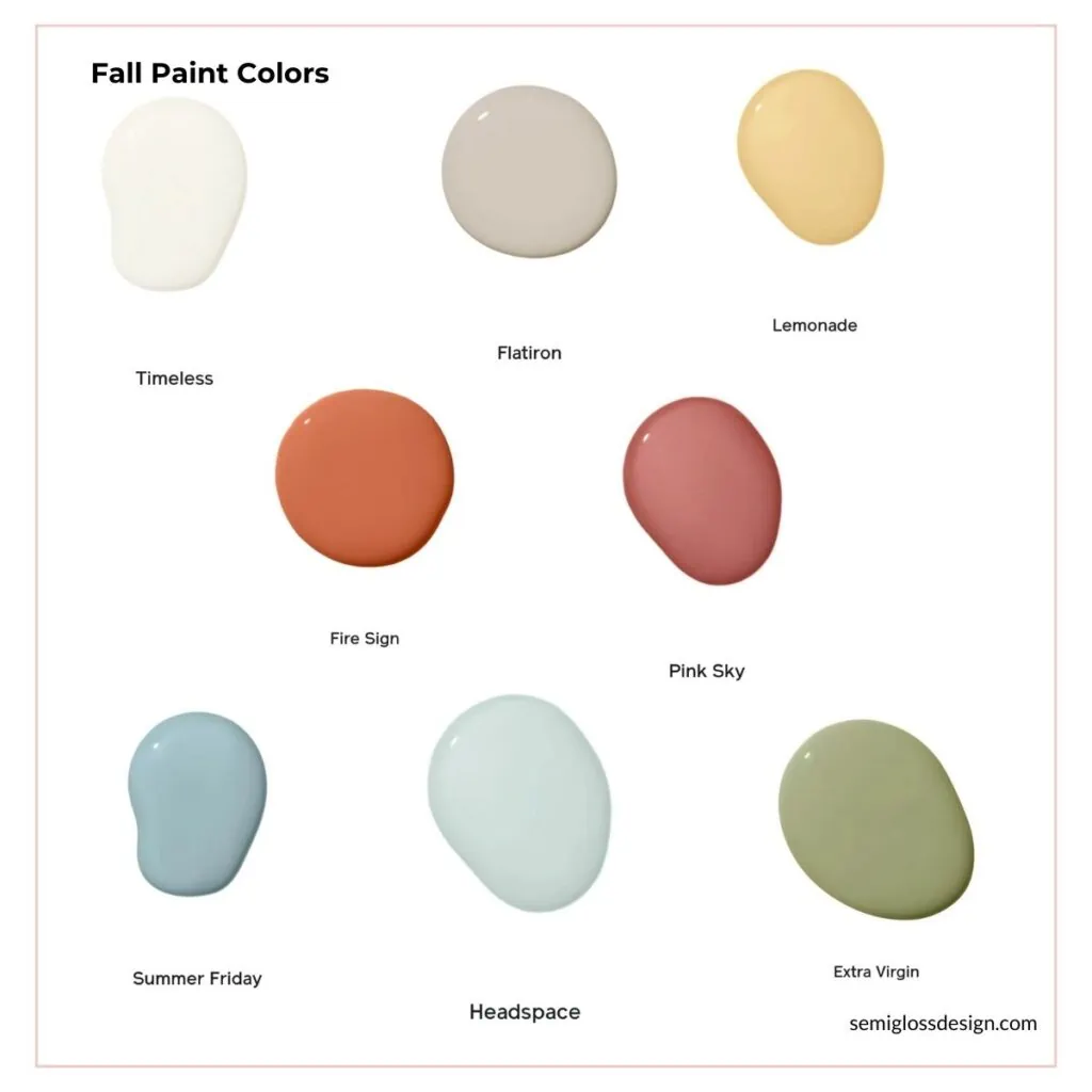 fall color palette of paint colors