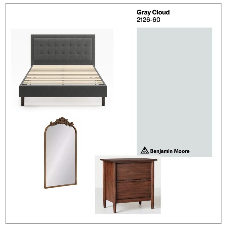 gray bedroom mood board