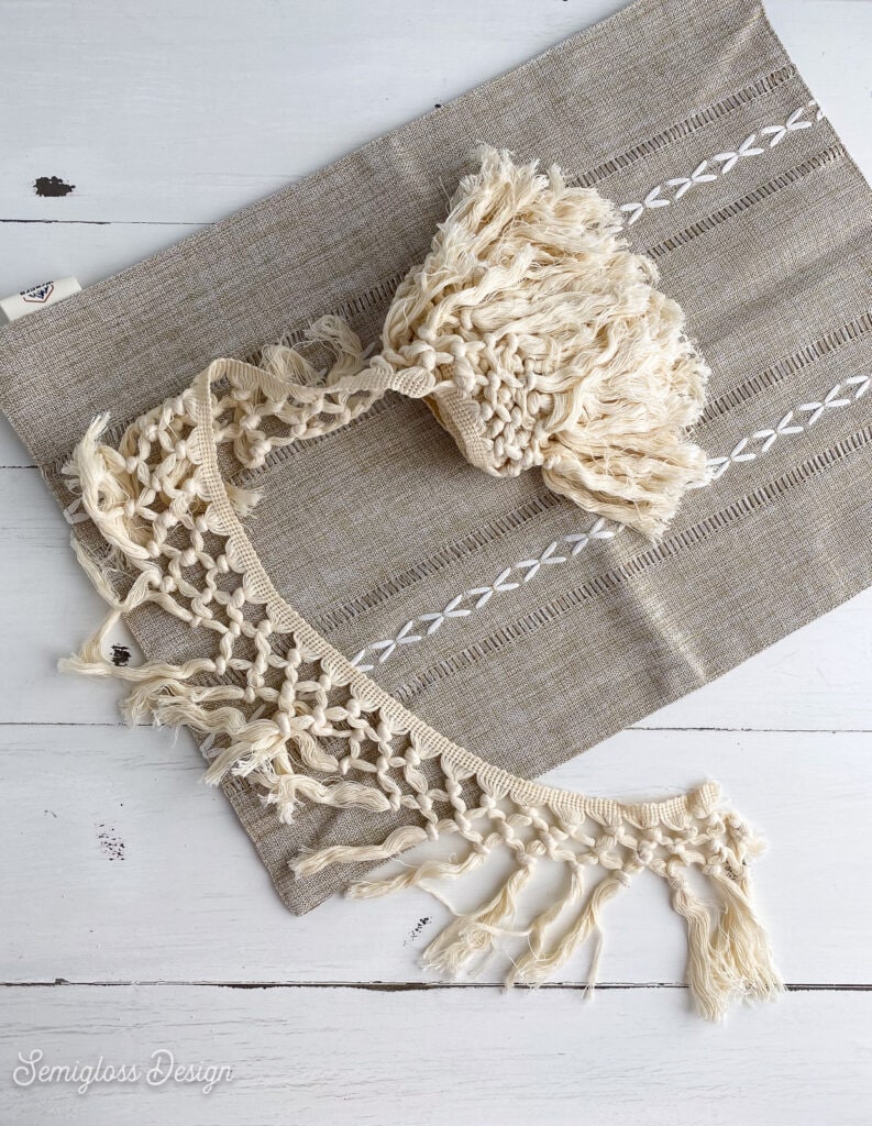 macrame trim and placemat