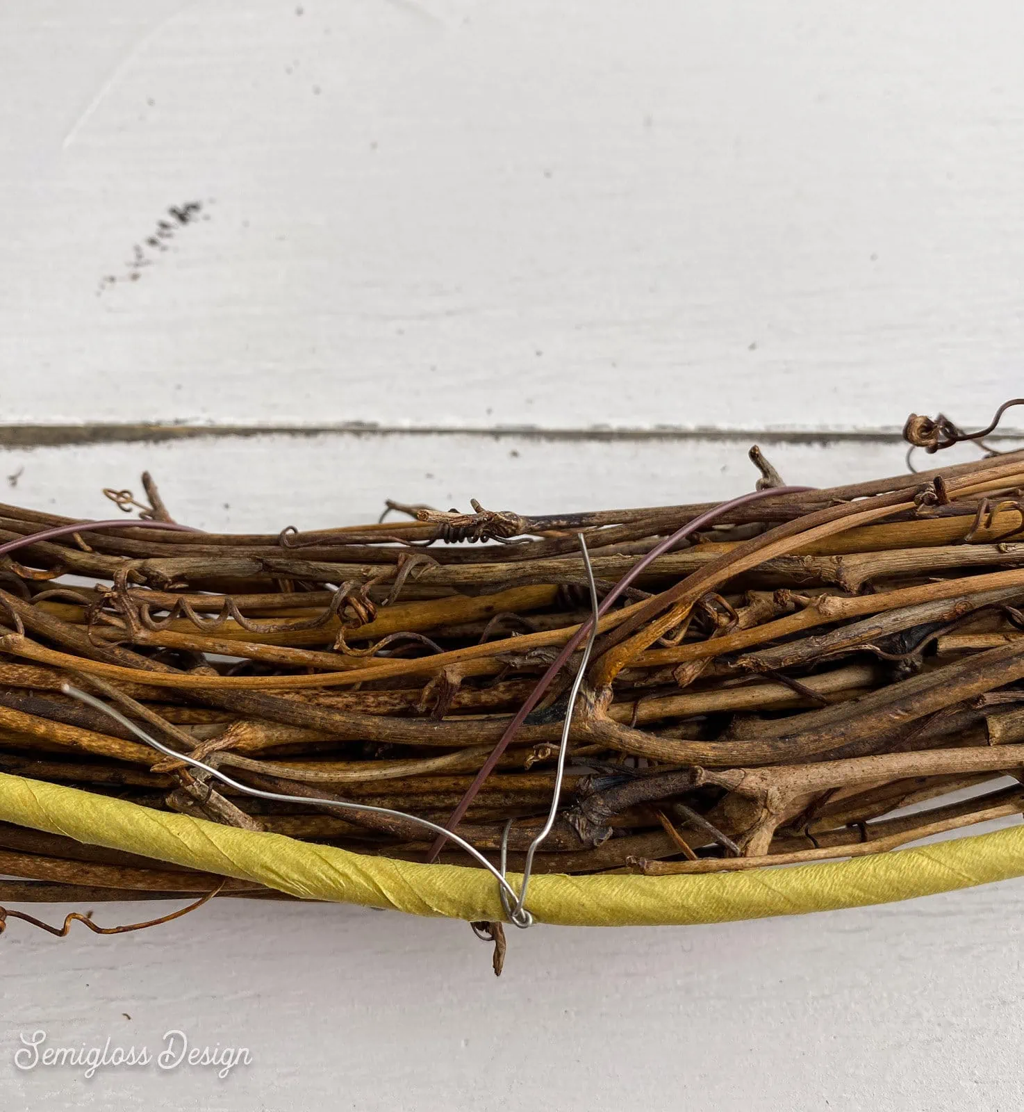 wired stems on grapevine wreaths