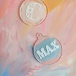 acrylic ornaments on hand painted background