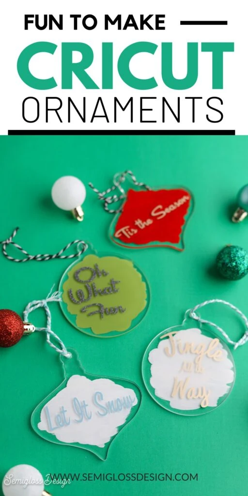 ornaments with paint swatches and vinyl phrases