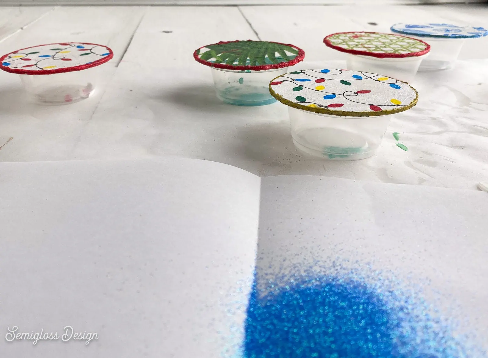 ornaments drying on cups