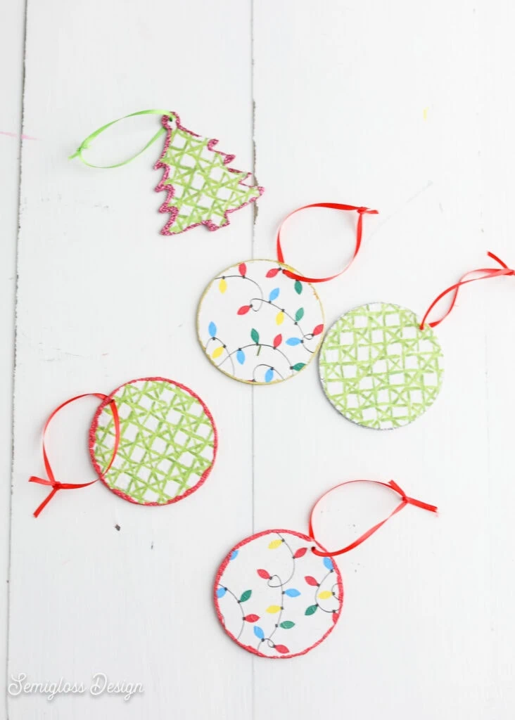 ornaments decoupaged with paper napkins